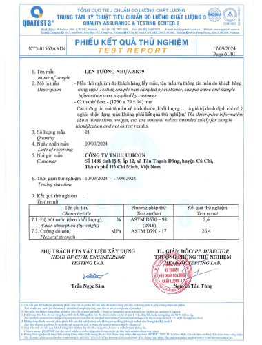 THỬ NGHIỆM CHẤT LƯỢNG LEN CHÂN TƯỜNG